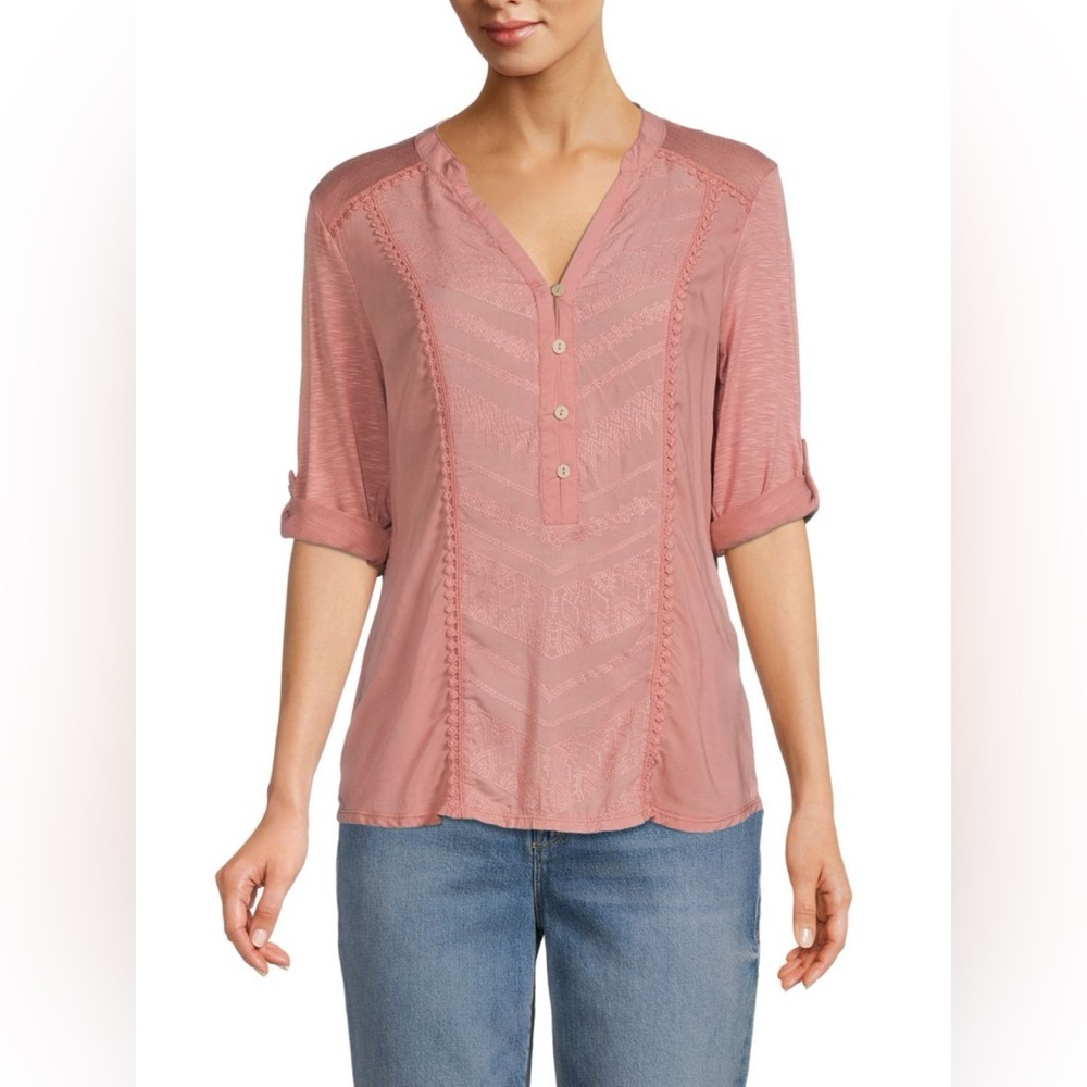 Democracy Mauve Blouse with Button Detail